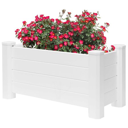 GARDENISED White Vinyl Traditional Fence Design Garden Bed Elevated Screwless Raised Planter Box QI003740.B